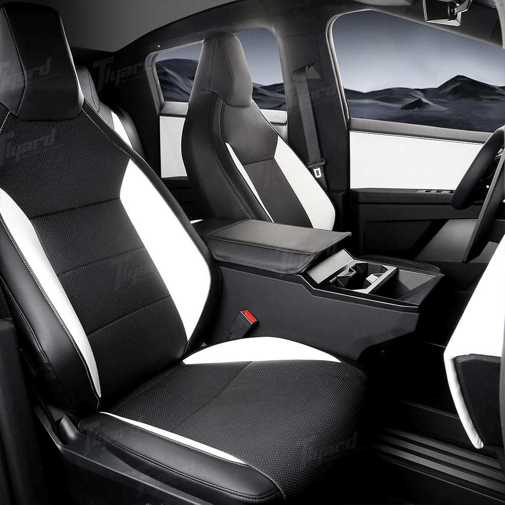 Black and White Tesla Full Coverage Seat Covers for Cybertruck