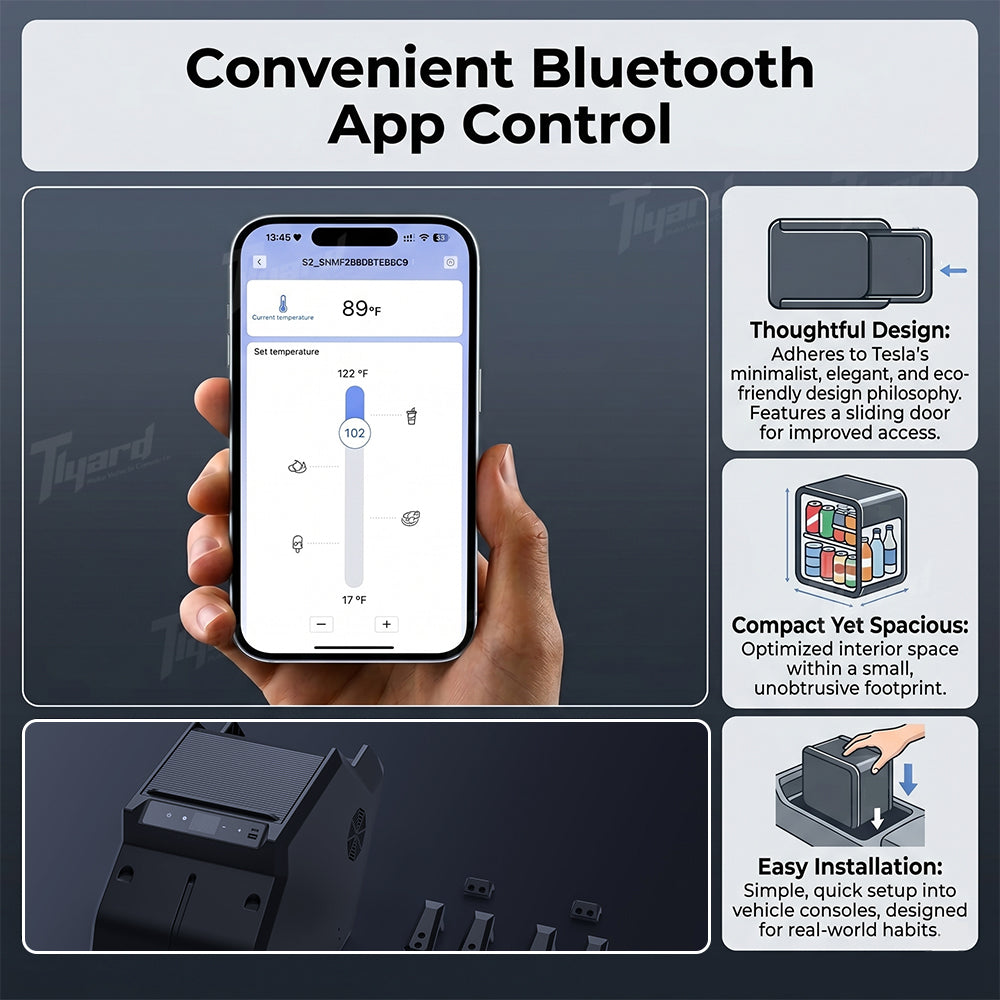 Cybertruck App Control Console Fridge with Built-in Touchscreen