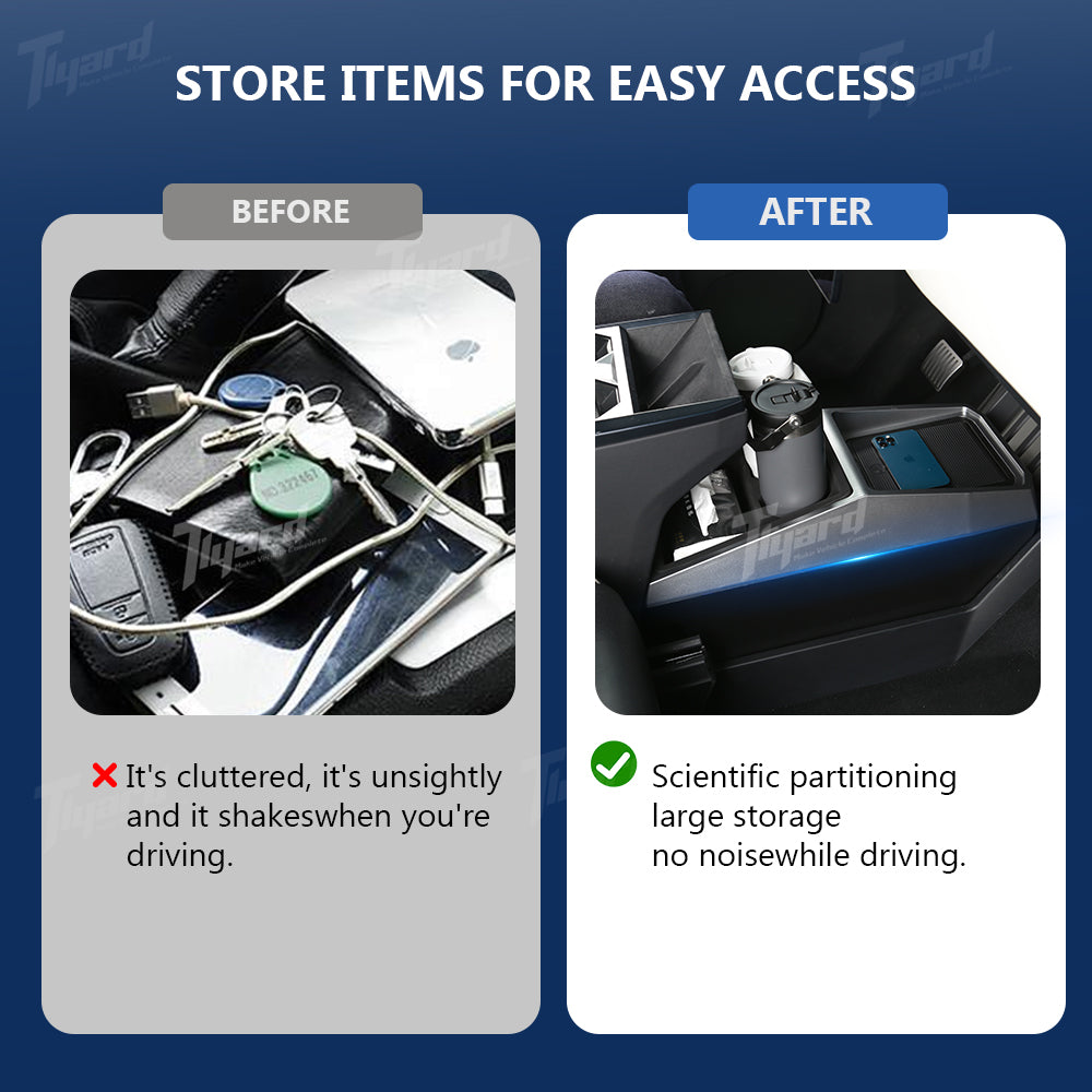 2024+ Cybertruck Center Console Organizer Dual-Layer Multi-Function Storage Box