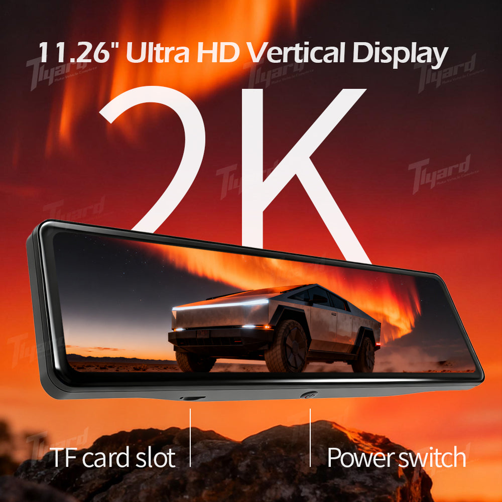 Cybertruck 11.26" Streaming Rearview Mirror 2.5K Dual Dash Cam | Tlyard