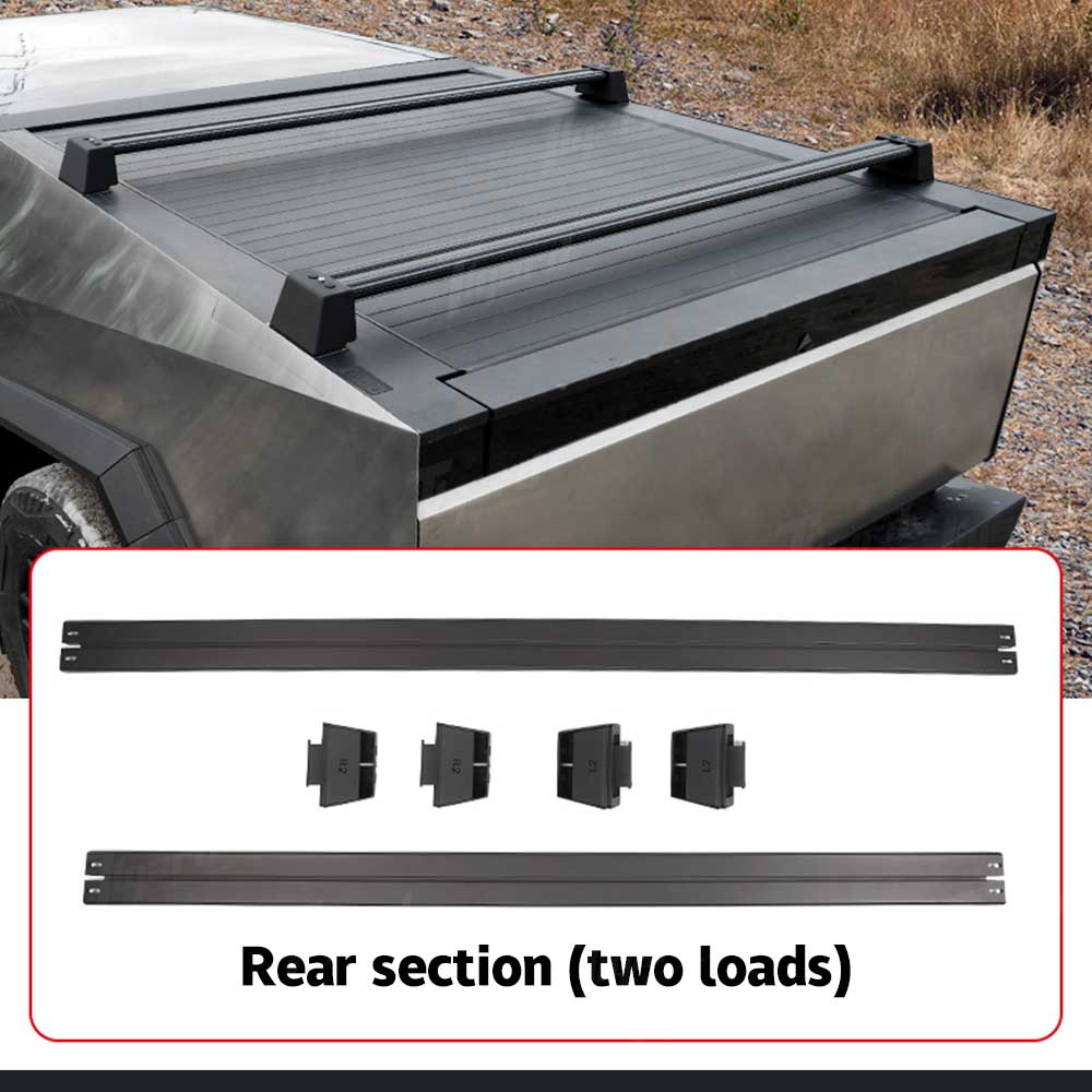 Cybertruck Roof Rack Crossbars Black Aerodynamic Top Carrier Bars | Tlyard Cybertruck Accessories