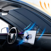 Electric Windshield Sunshade for Model Y/Y Juniper & Model 3/3 Highland Auto-Retractable One-Touch Control Smart Sunshade | Tlyard
