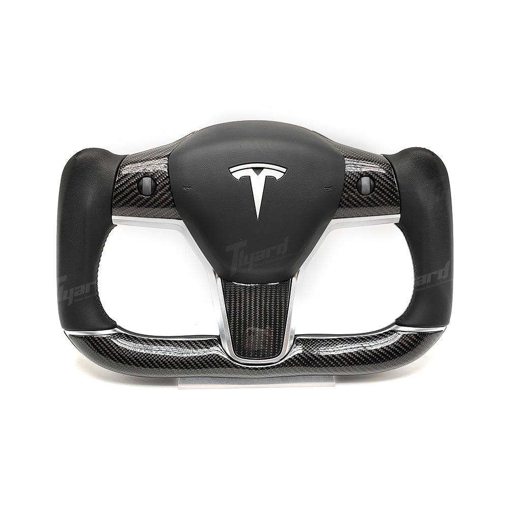Customized Gold Forged Carbon Fiber Yoke Steering Wheel for Tesla Model 3 & Model Y Steering Wheel Upgrade | Tlyard