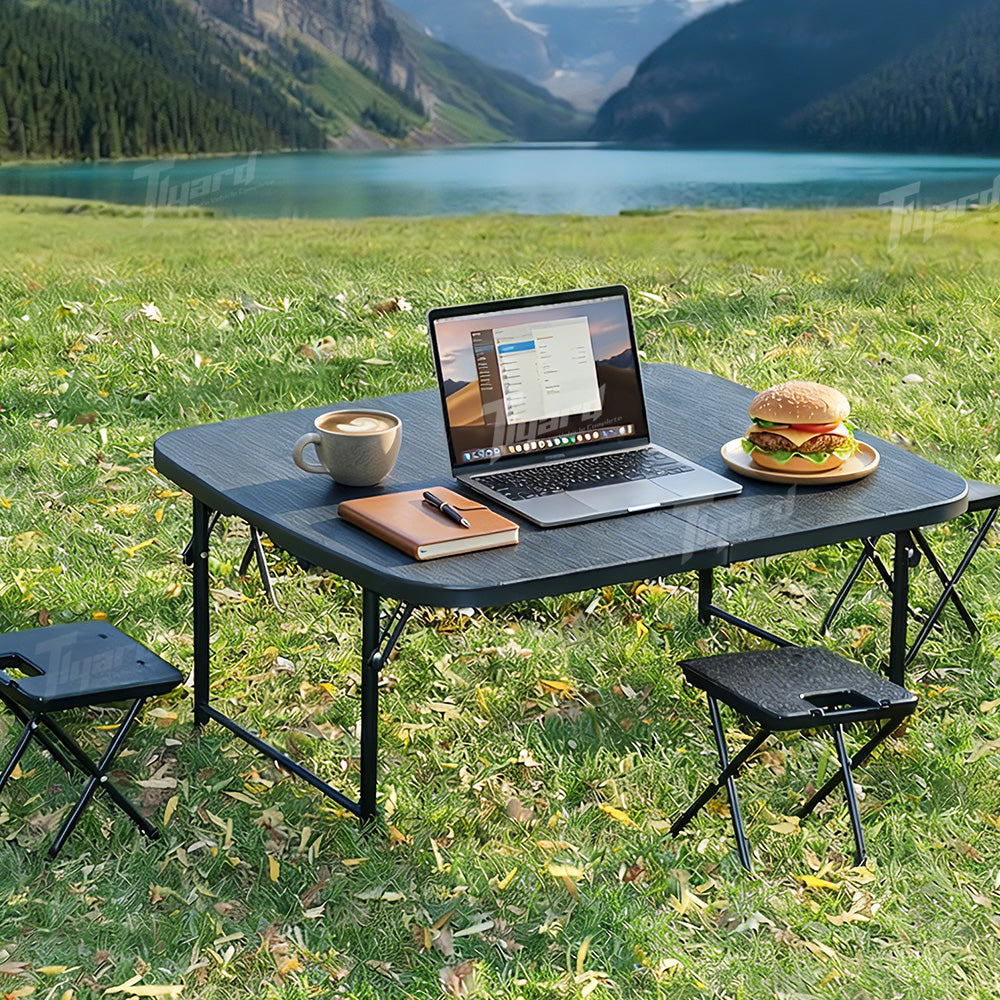 Hidden Camping Table for Tesla Model Y (2020-2026+) -Trunk Storage Picnic Set with 4 Stools