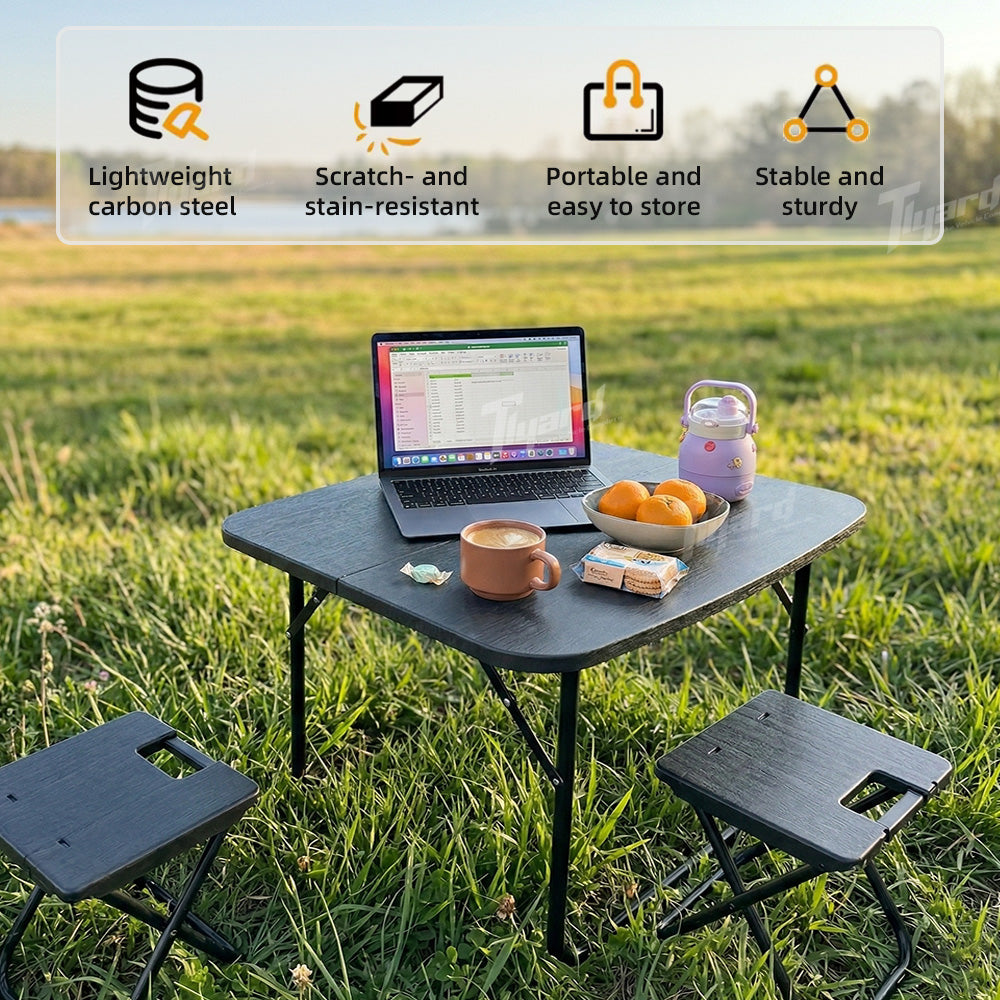 Hidden Camping Table for Tesla Model Y (2020-2026+) -Trunk Storage Picnic Set with 4 Stools