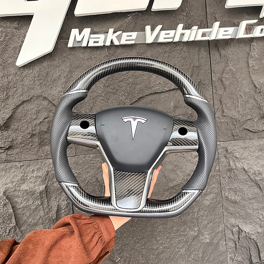 Model 3/ Y Modification Customize Round Heating Steering Wheel