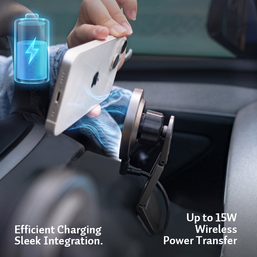 Magnetic Car Phone Mount for Tesla Model 3 / 3 Highland/ Y/ Y Juniper | 15W Fast Wireless Charging