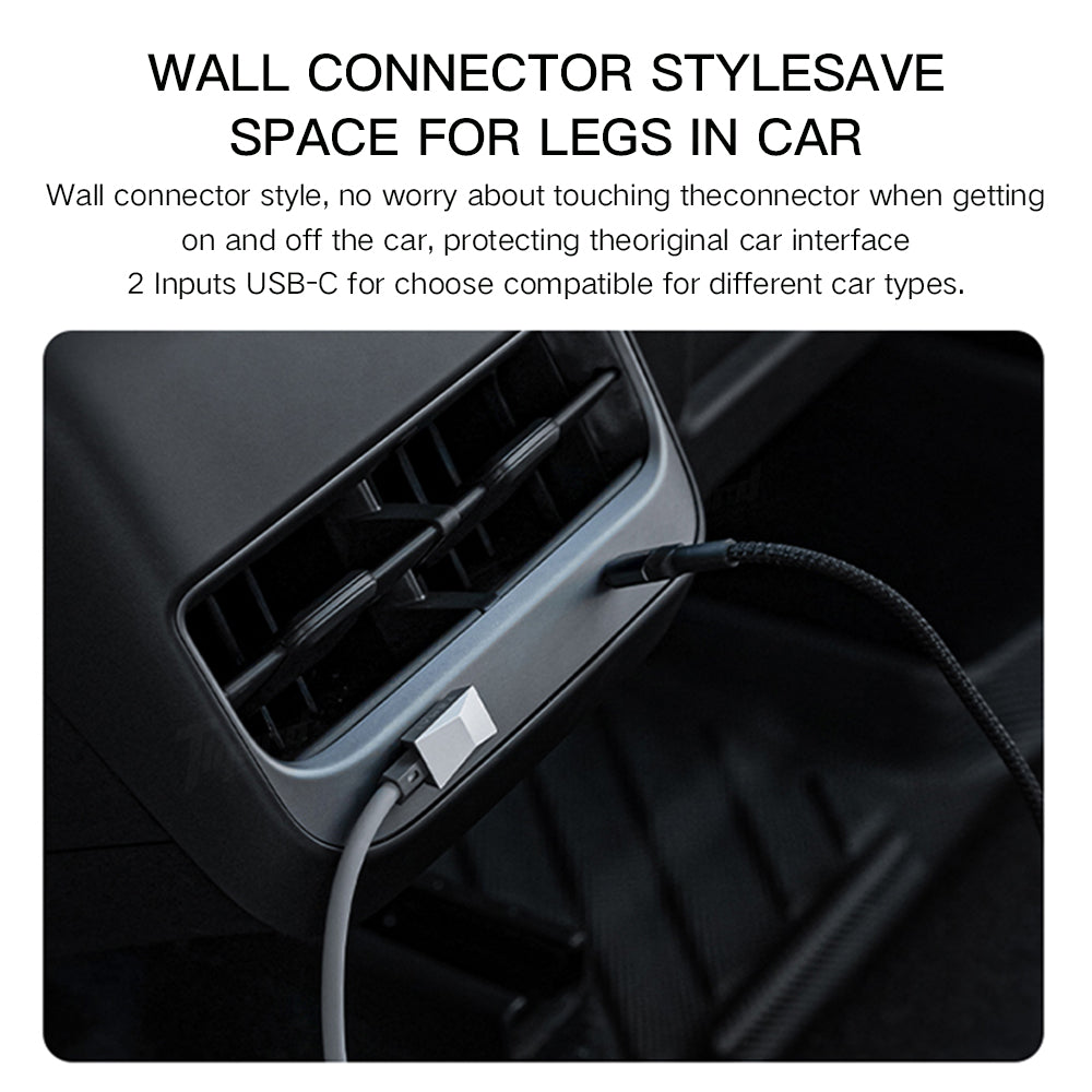 Magnetic Coiled 100W USB-C Charging Cable for Tesla Model 3/Y/S/X & Cybertruck