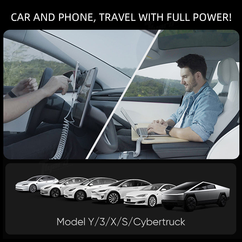 Magnetic Coiled 100W USB-C Charging Cable for Tesla Model 3/Y/S/X & Cybertruck