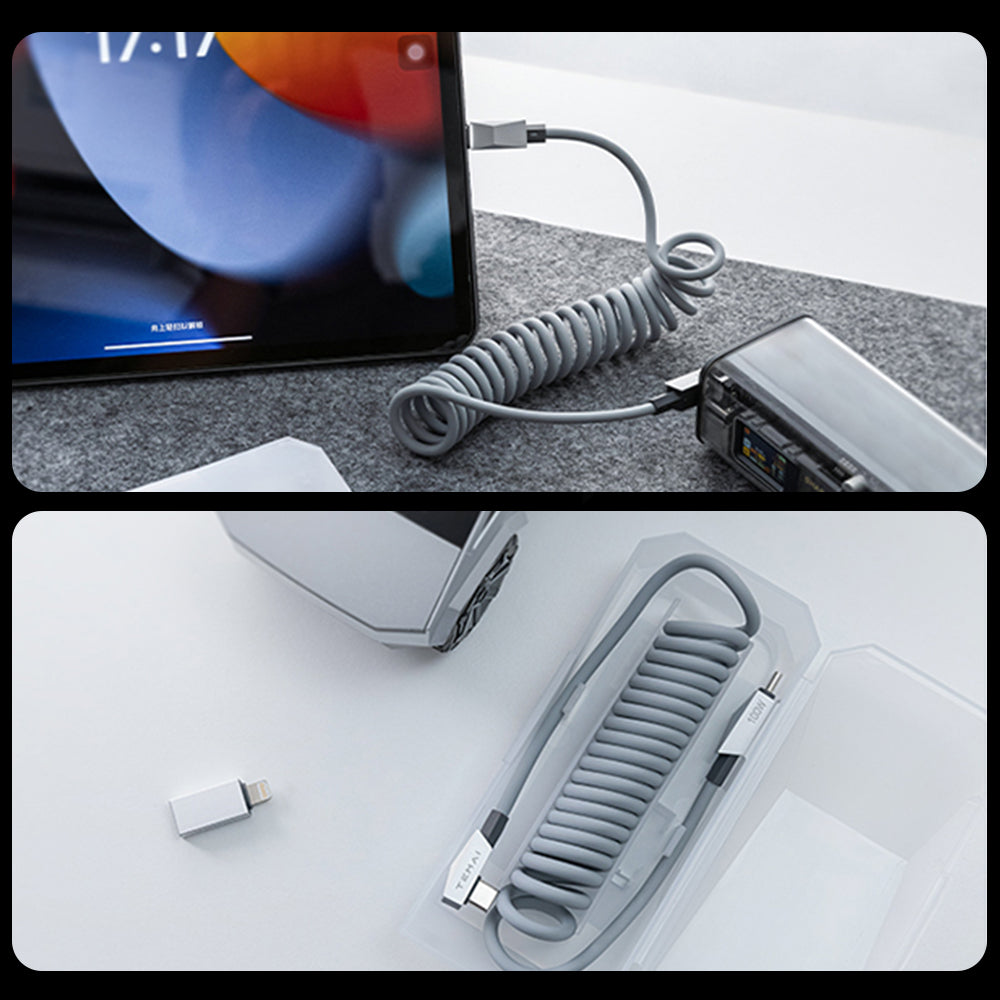 Magnetic Coiled 100W USB-C Charging Cable for Tesla Model 3/Y/S/X & Cybertruck