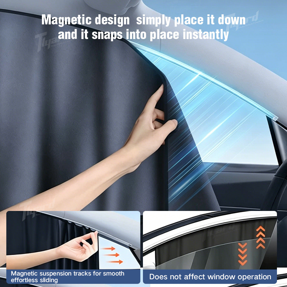 Magnetic Track Sunshade Curtains for Tesla Model 3 & Y Side Window Privacy Curtains | Tlyard