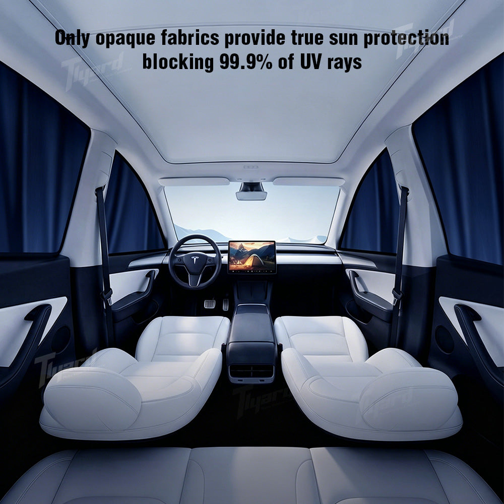 Magnetic Track Sunshade Curtains for Tesla Model 3 & Y Side Window Privacy Curtains | Tlyard