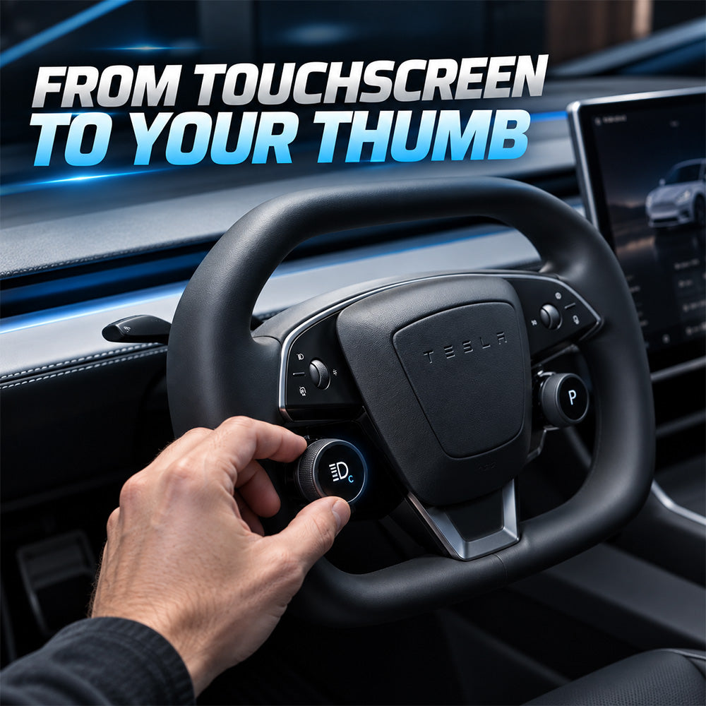 Model 3 Highland & Model Y Juniper Yoke / Cyber Steering Wheel featuring Smart LCD Display Knobs & PRND Control