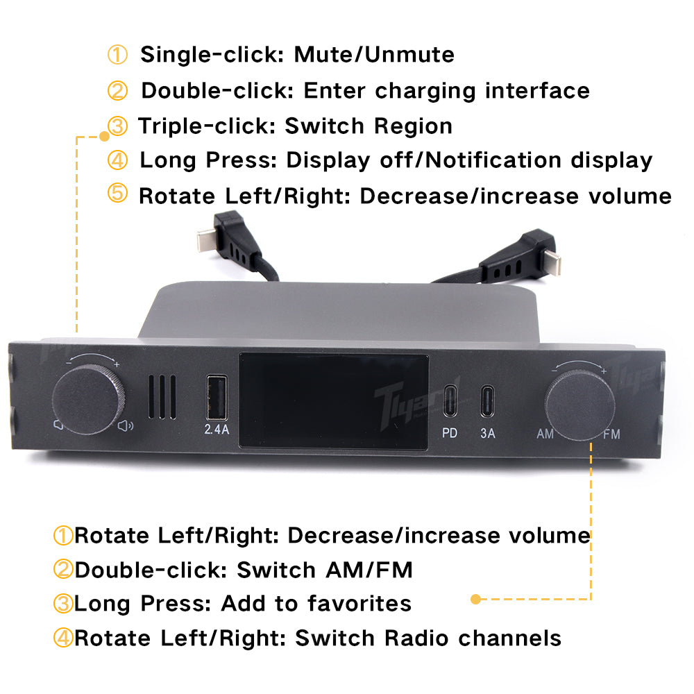 Model 3/Y Radio Expansion Dock Station Central Console with PD Fast Charging