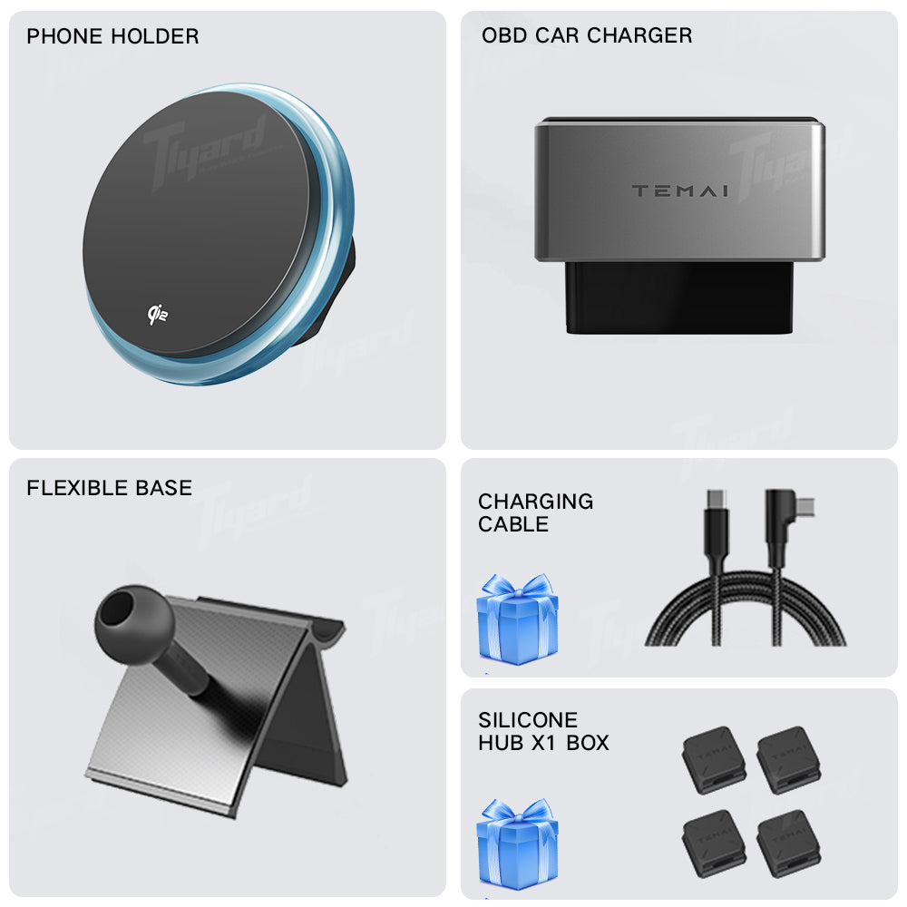 Model 3 & Y 15W Fast Wireless Charging Magnetic Car Phone Holder with Halo Ambient Light for Model 3 Highland/ Y Juniper