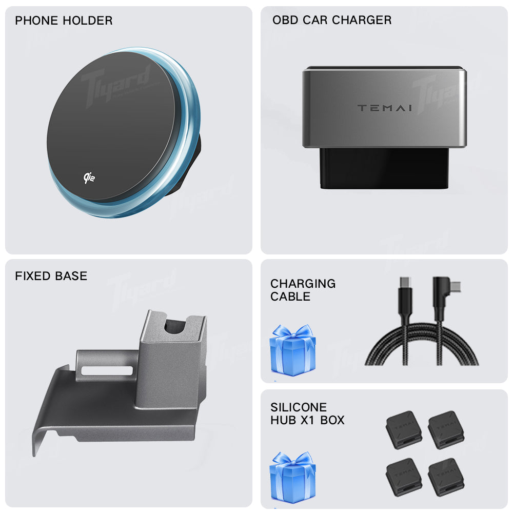 Model 3 & Y 15W Fast Wireless Charging Magnetic Car Phone Holder with Halo Ambient Light for Model 3 Highland/ Y Juniper