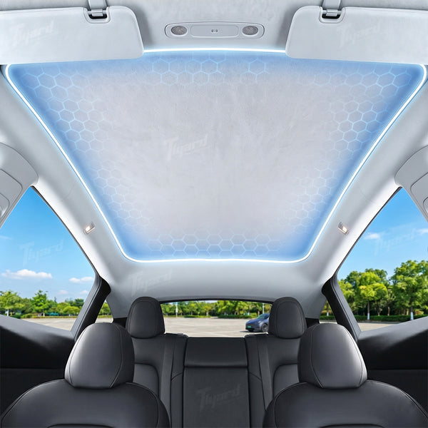 Model Y/Y Juniper & 3/3 Highland Electrostatic Alcantara Glass Roof Sunshade UV Heat Insulation