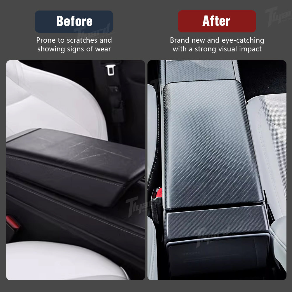 Model Y Juniper & Model 3 Highland Real Carbon Fiber Center Console Armrest Cover Interior Modification Trim | Tlyard