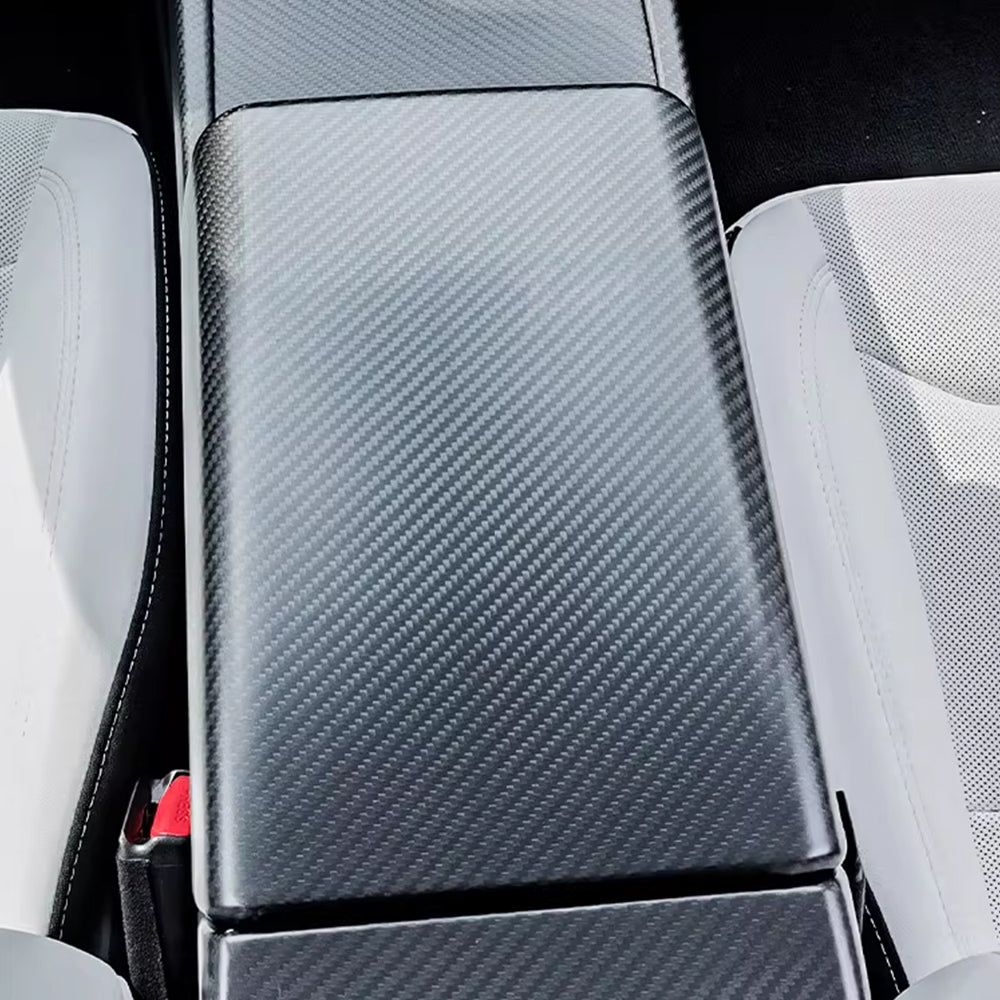 Model Y Juniper & Model 3 Highland Real Carbon Fiber Center Console Armrest Cover Interior Modification Trim | Tlyard