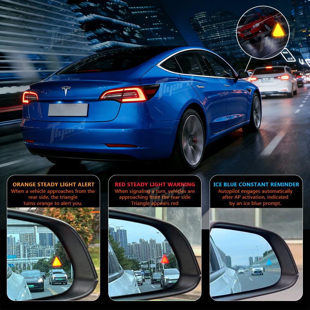 Model 3/ 3 Highland & Model Y/ Y Juniper Replacement Mirror Glass with Built-in Blind Spot Indicator 2PCS Set | Tlyard