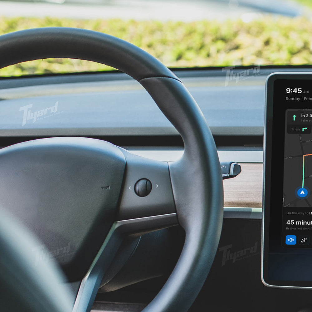 OEM Style Round Leather Steering Wheel Replacement for Tesla Model 3 & Model Y | Tlyard (Buttons Included)