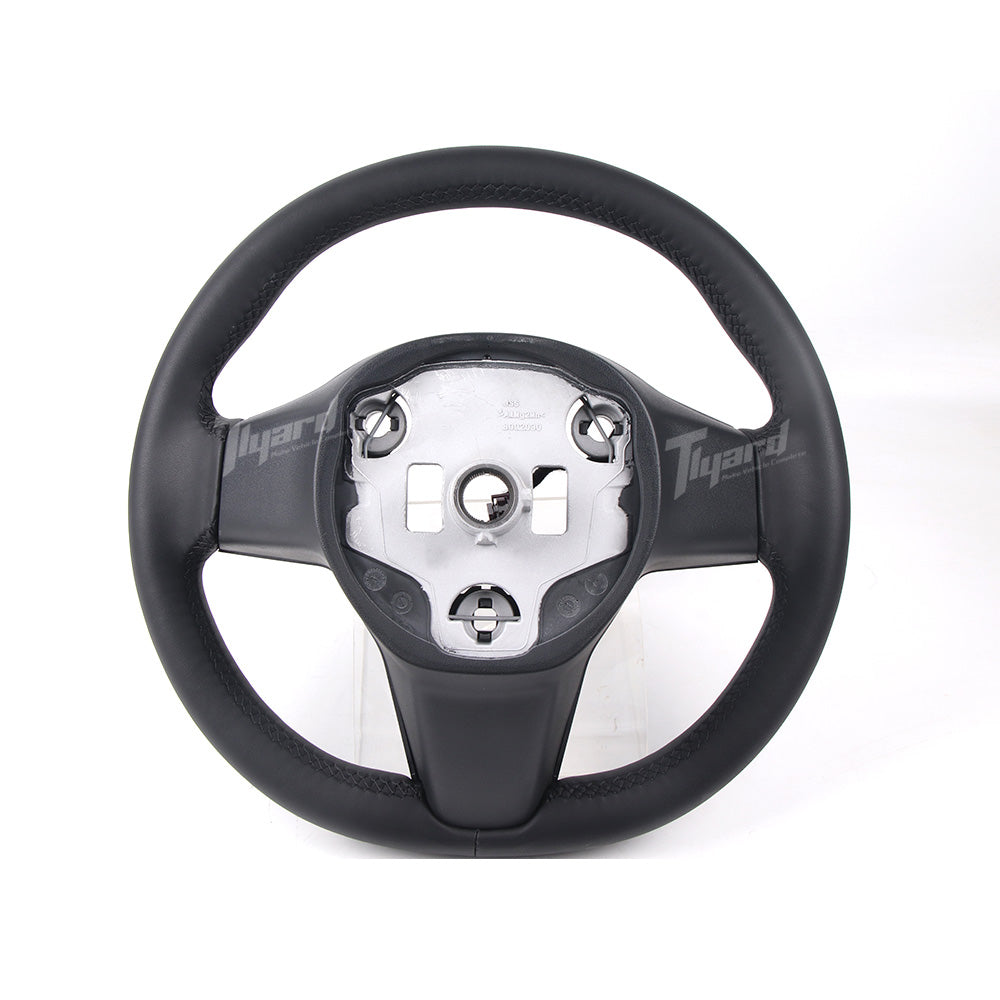 OEM Style Round Leather Steering Wheel Replacement for Tesla Model 3 & Model Y | Tlyard (Buttons Included)