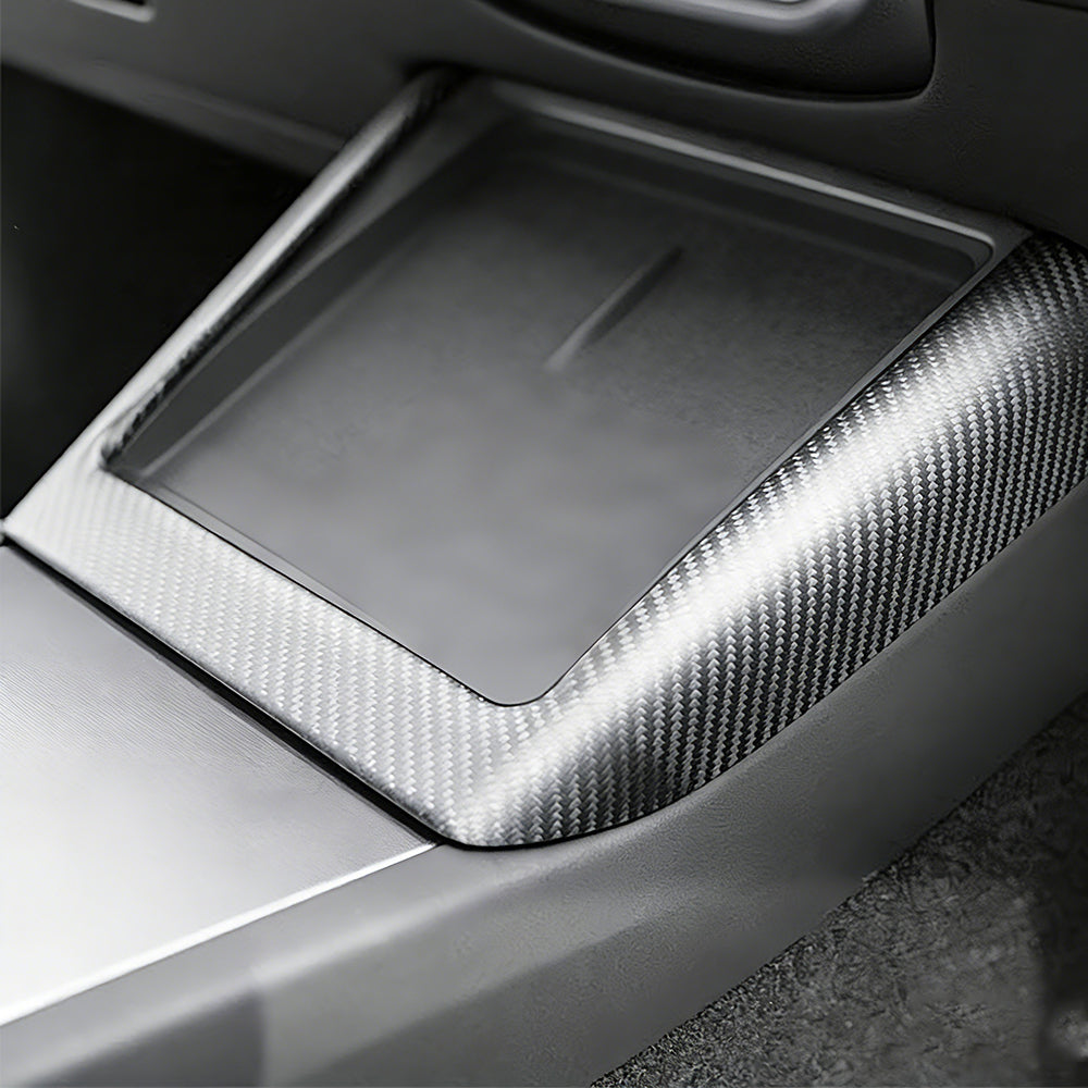 Real Carbon Fiber Center Console Charging Pad Trim for Tesla Model 3 Highland & Model Y Juniper Accessories | Tlyard