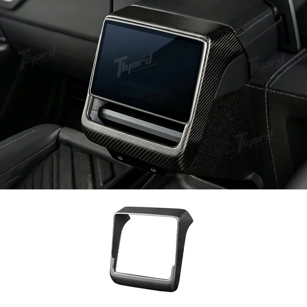 Real Carbon Fiber Rear Screen & Air Vent Outlet Cover Trim for Model Y Juniper & Model 3 Highland