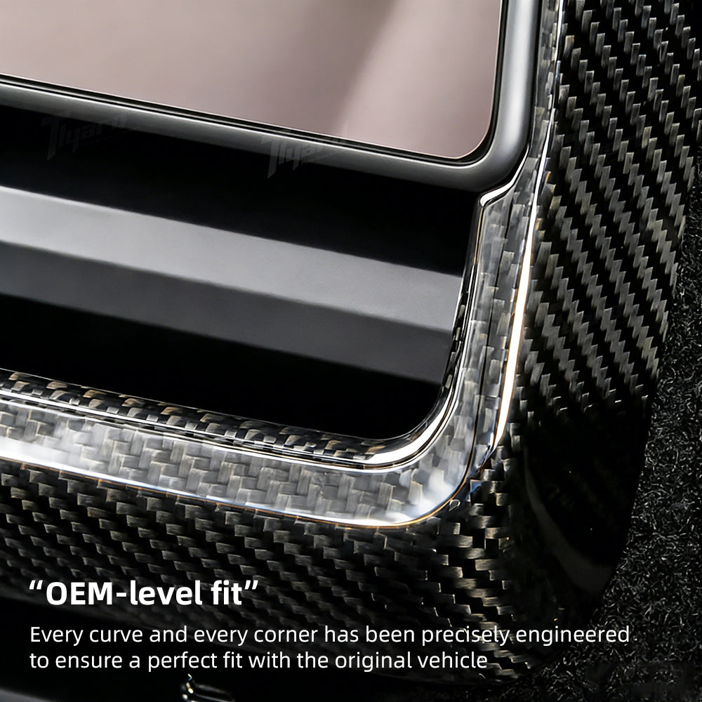 Real Carbon Fiber Rear Screen & Air Vent Outlet Cover Trim for Model Y Juniper & Model 3 Highland