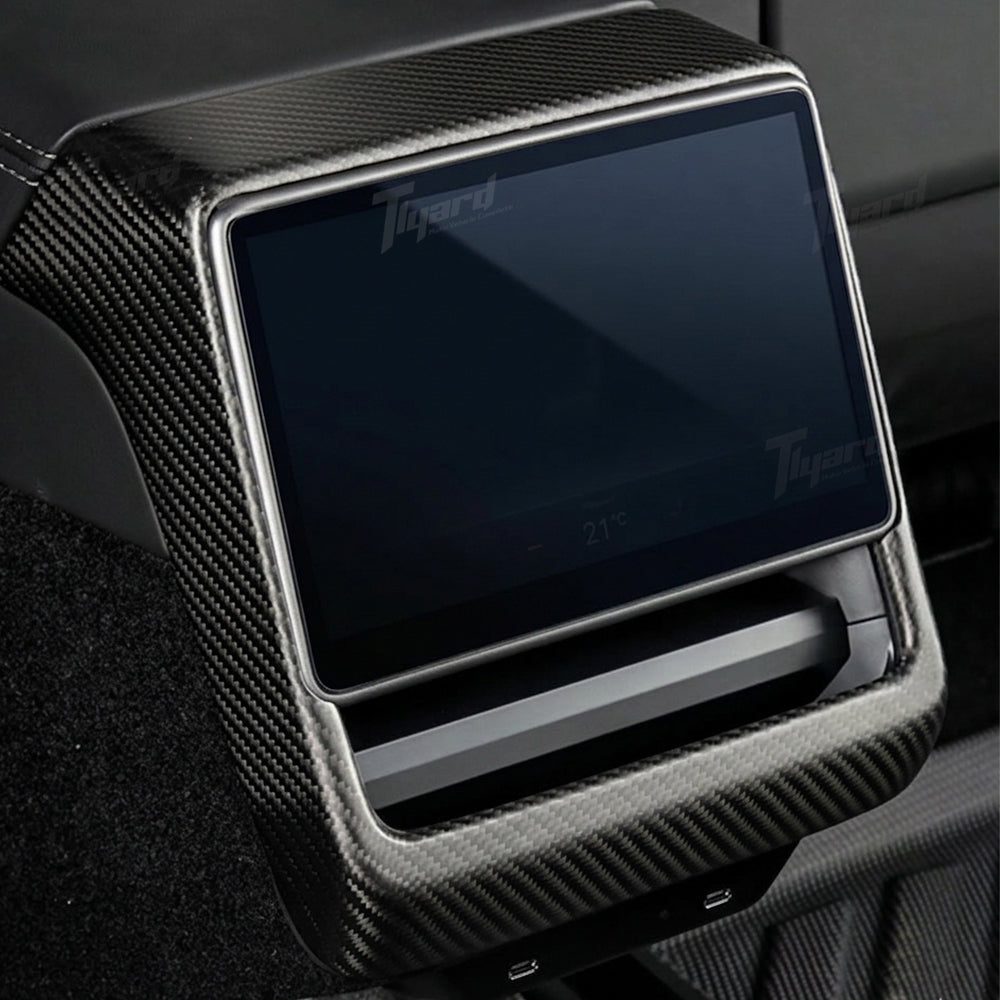 Real Carbon Fiber Rear Screen & Air Vent Outlet Cover Trim for Model Y Juniper & Model 3 Highland