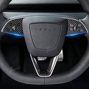 Real Carbon Fiber Steering Wheel Button & V-Shape Trim Cover for Model 3 Highland & Model Y Juniper | Tlyard