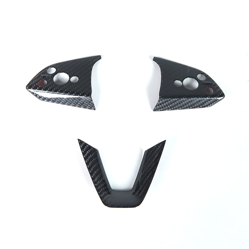 Real Carbon Fiber Steering Wheel Button & V-Shape Trim Cover for Model 3 Highland & Model Y Juniper | Tlyard