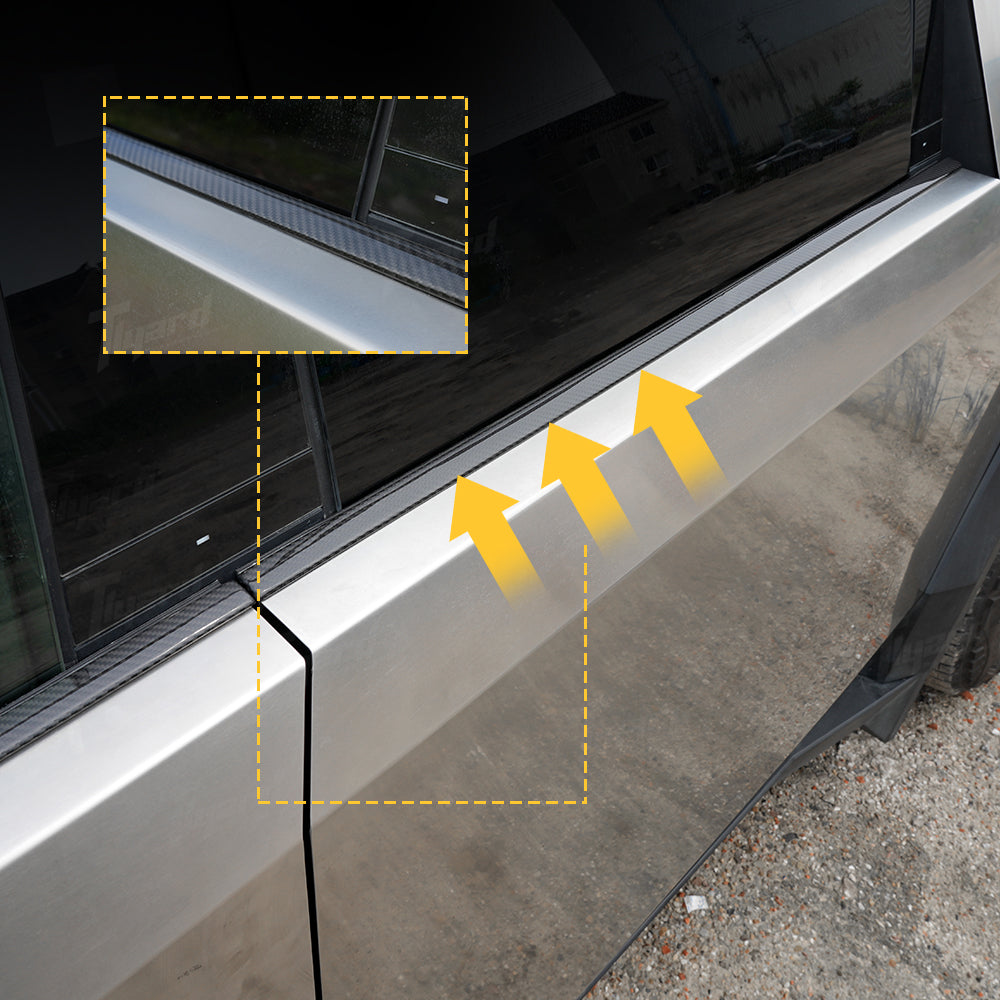 Real Carbon Fiber Window Trim Overlays for Cybertruck Upgrade | Tlyard