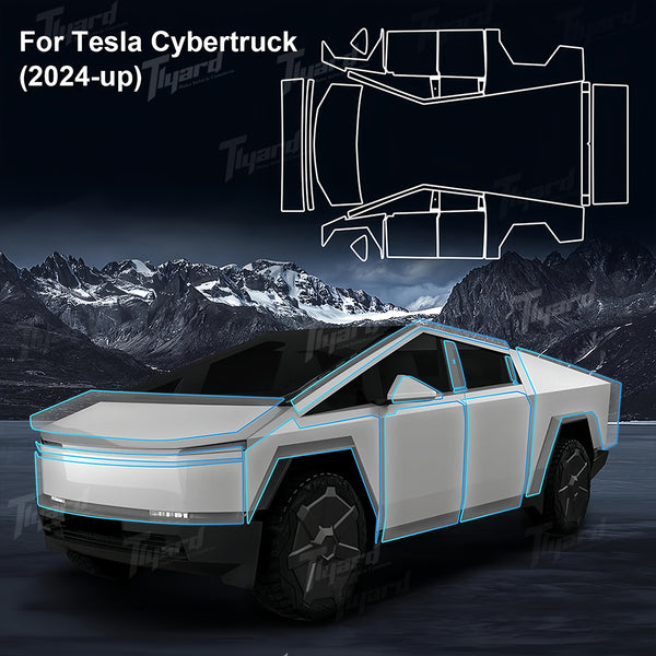 Tesla Cybertruck Paint Protective Film Pre-Cut Full Coverage PPF Scratch Protector Exterior | Tlyard Tesla CyberShield