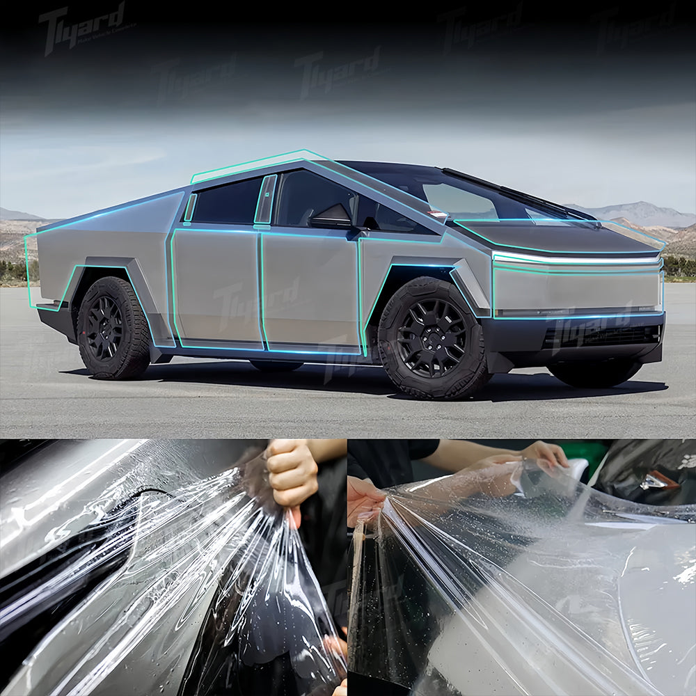 Tesla Cybertruck Paint Protective Film Pre-Cut Full Coverage PPF Scratch Protector Exterior | Tlyard Tesla CyberShield