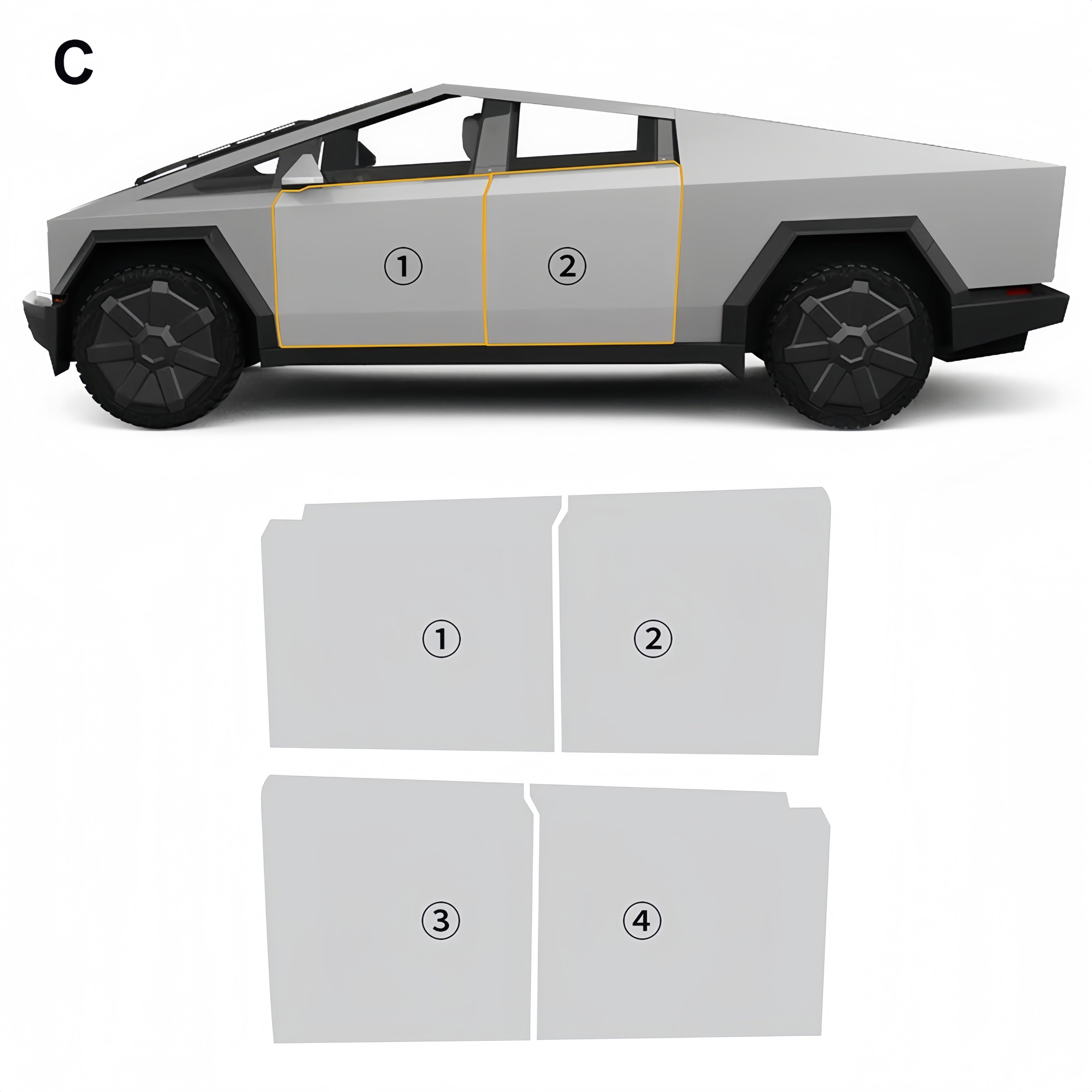 Tesla Cybertruck Paint Protective Film Pre-Cut Full Coverage PPF Scratch Protector Exterior | Tlyard Tesla CyberShield