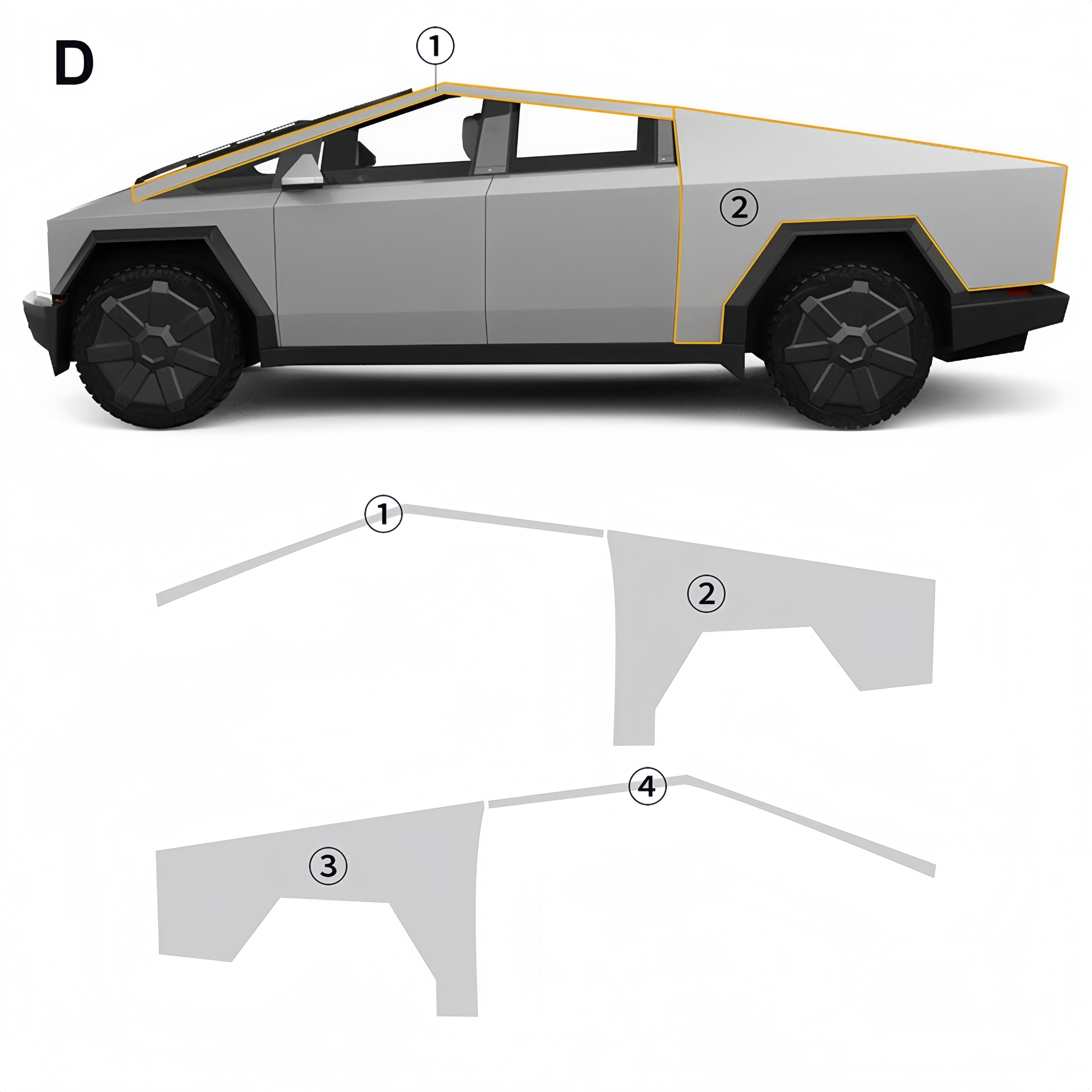 Tesla Cybertruck Paint Protective Film Pre-Cut Full Coverage PPF Scratch Protector Exterior | Tlyard Tesla CyberShield