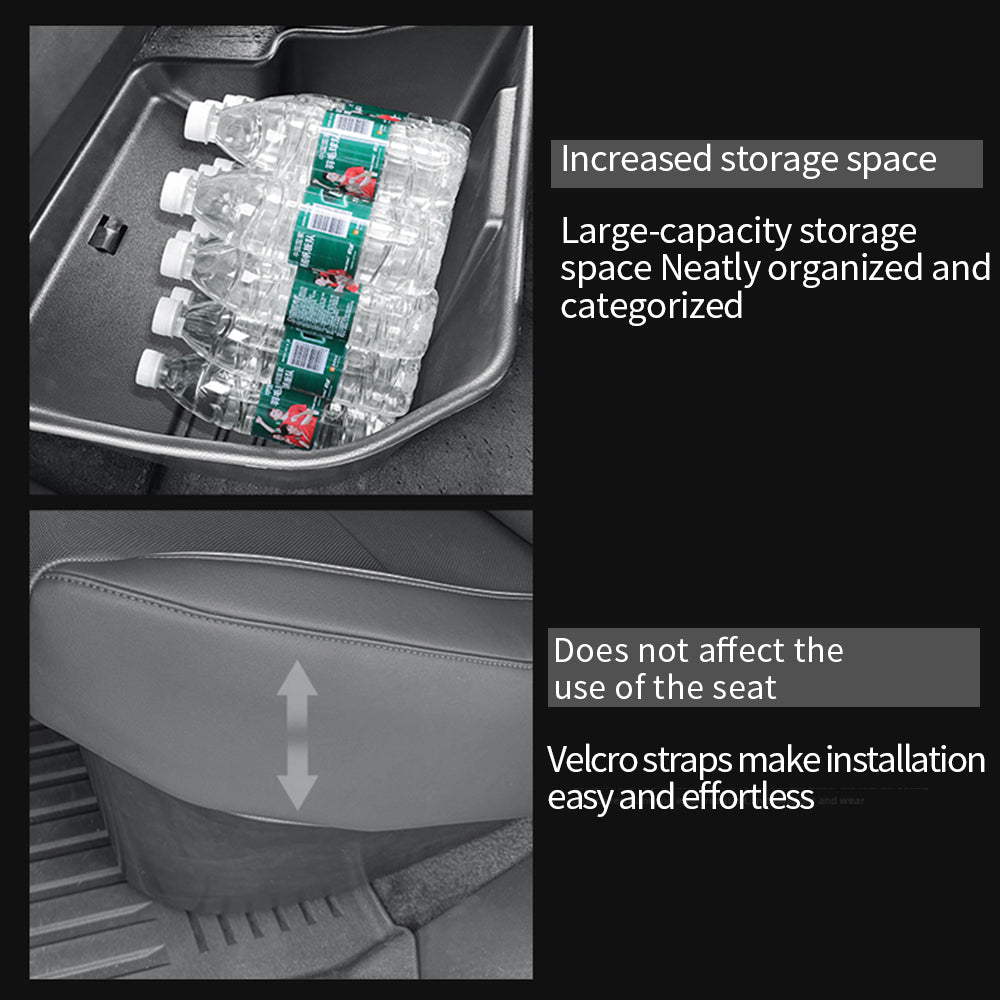 Tesla Cybertruck Rear Under-seat Storage Box Durable ABS Rear Underseat Organizer Cybertruck Accessories | Tlyard