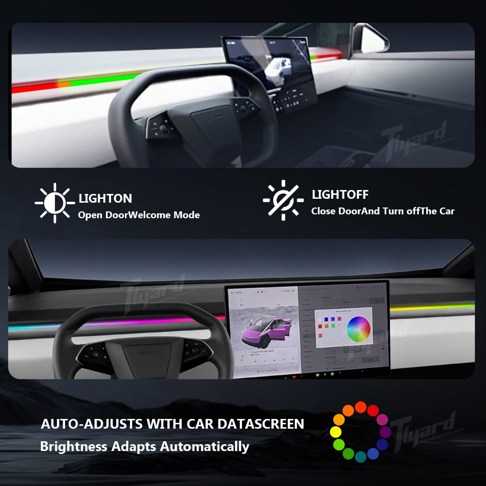 Tesla Cybertruck Smart BSD Ambient Lighting - Intelligent Blind Spot Detection & Interactive Interior Mood Lights | Tlyard