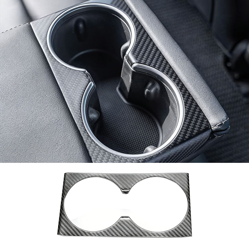 Tesla Model 3 Highland Real Carbon Fiber Cup Holder Cover Trim - Front & Rear Center Console Water Cup Frame Decoration | Tlyard