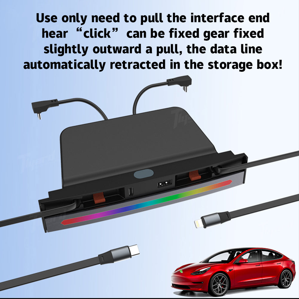 Usbc Hub Tesla Rear Tesla Model 3/Y USB Hub with Retractable Fast Charging Cable Center Co ...