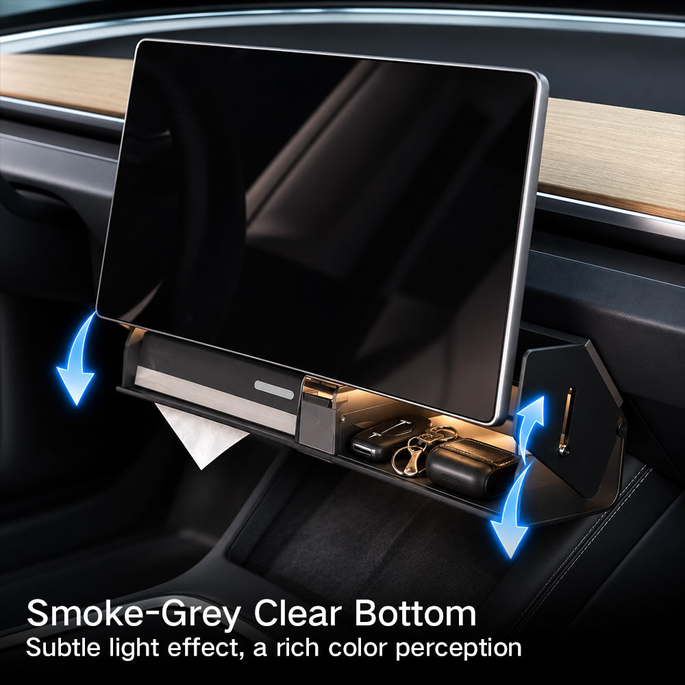 Tesla Model 3 & Model Y Under Screen Hidden Storage Tray with LED Light (2017-2026+)