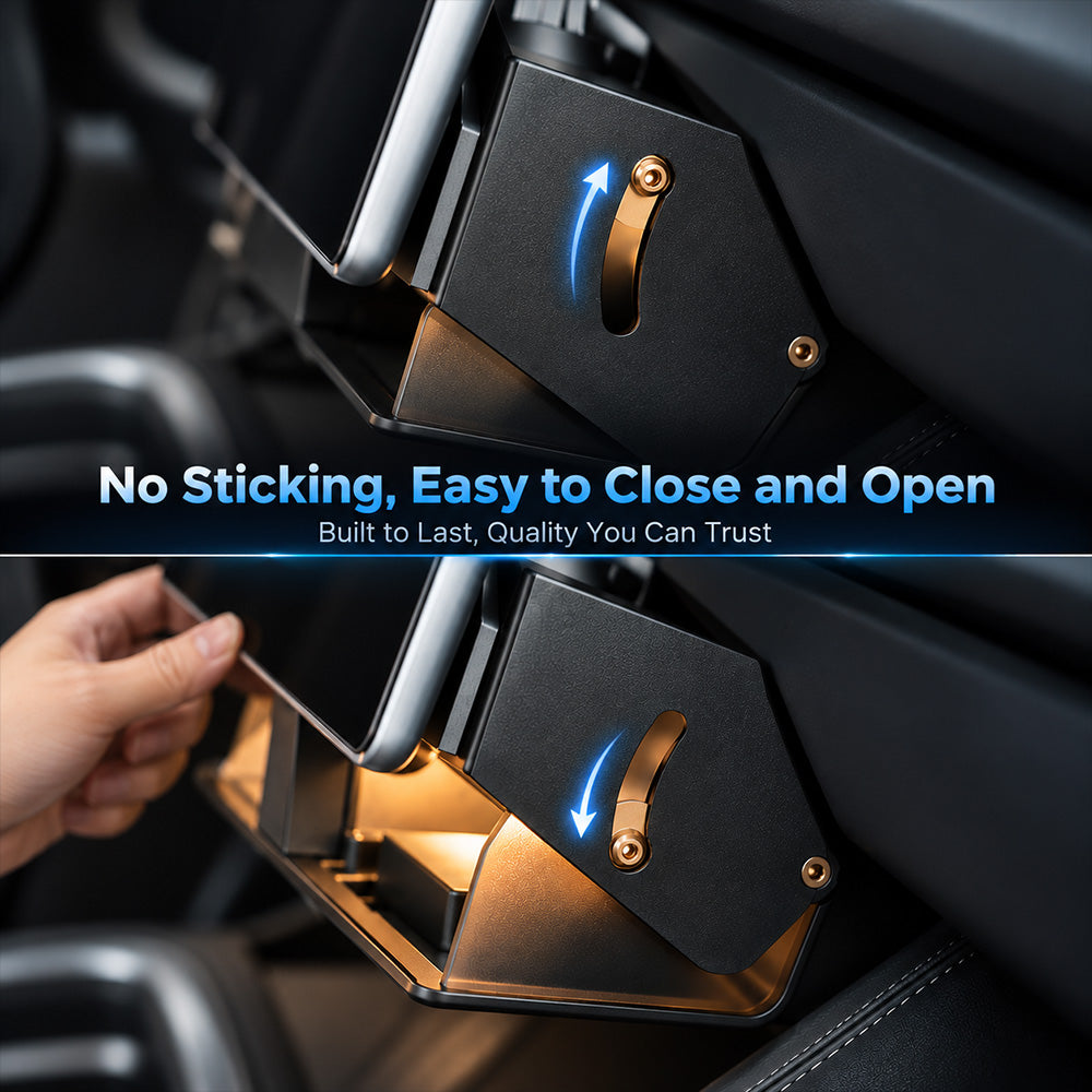 Tesla Model 3 & Model Y Under Screen Hidden Storage Tray with LED Light (2017-2026+)