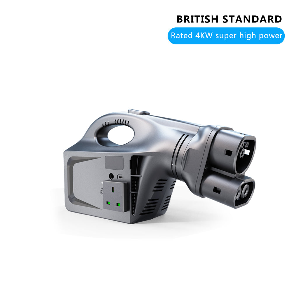 Tesla V2L Discharge Adapter 2KW/4KW for Tesla 3/Y/X/S Portable EV Power Outlet with EU/UK/US Standard Socket