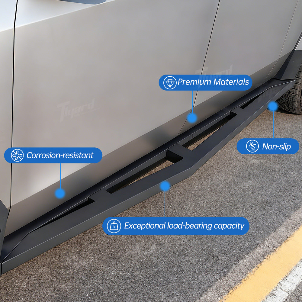 Large Triangular Tesla Cybertruck Running Boards Aerodynamic Side Steps | Tlyard