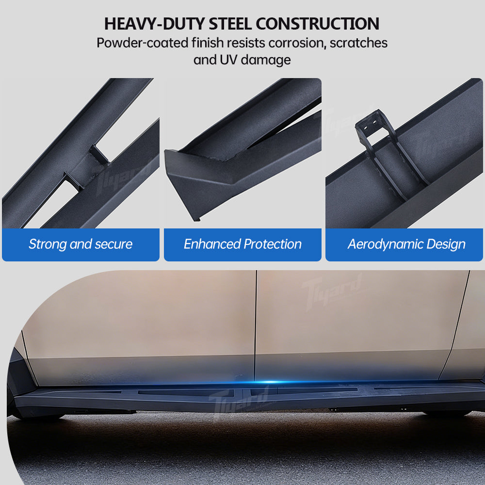 Large Triangular Tesla Cybertruck Running Boards Aerodynamic Side Steps | Tlyard