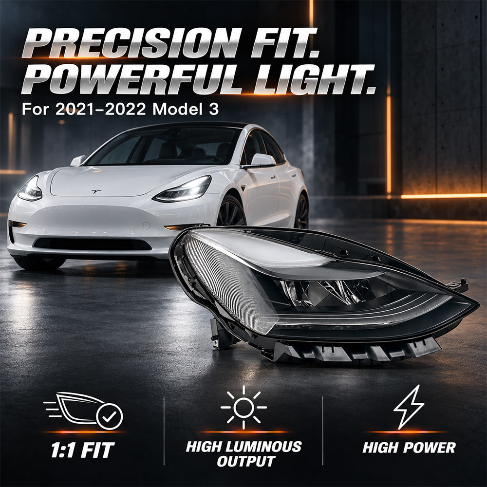 Tlyard Front LED Headlight OEM Replacement Model 3 (2021-2023) & Model Y (2020-2024) | 1514952 1514953