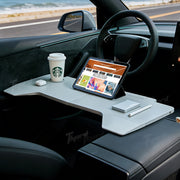 Tlyard Multifunctional Folding Car Tray Desk for Tesla Model 3/Y/S/X/Cybertruck – Portable Laptop Table & Dining Tray for Driver & Passenger