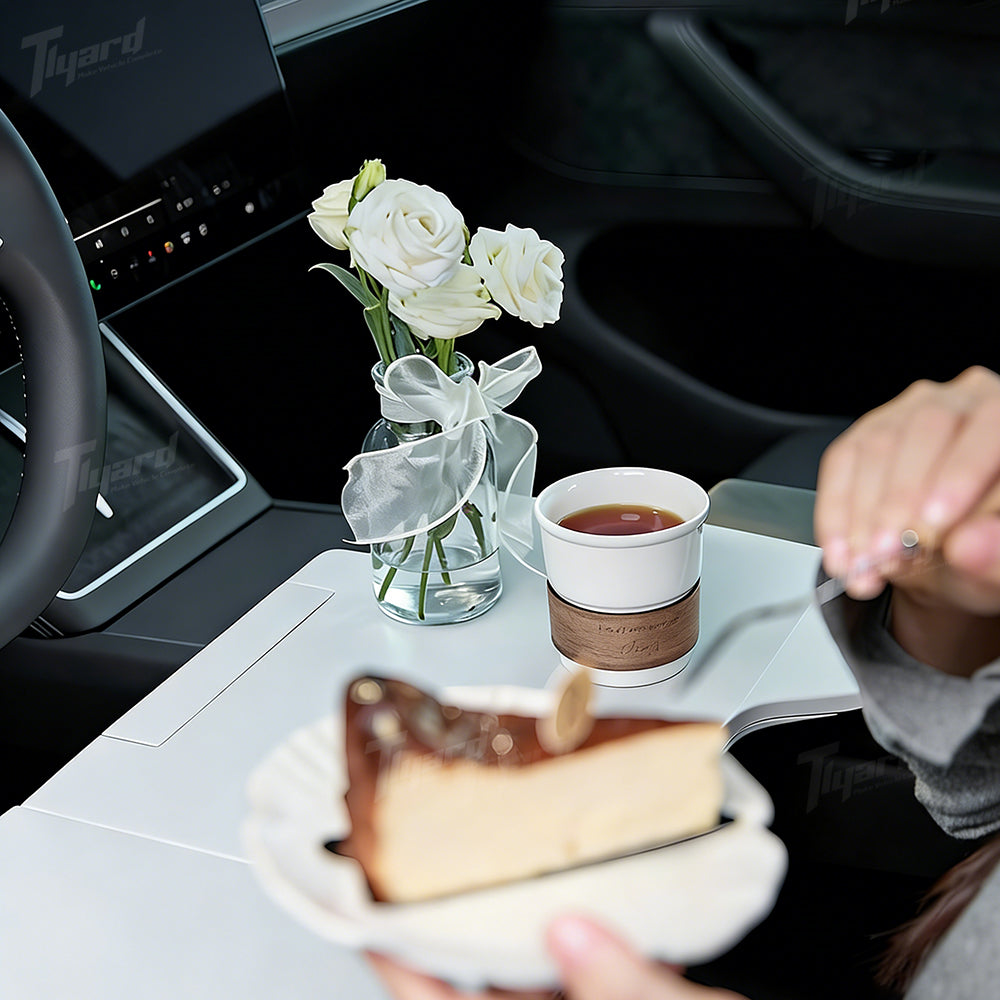 Tlyard Multifunctional Folding Car Tray Desk for Tesla Model 3/Y/S/X/Cybertruck – Portable Laptop Table & Dining Tray for Driver & Passenger