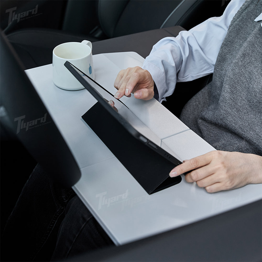 Tlyard Multifunctional Folding Car Tray Desk for Tesla Model 3/Y/S/X/Cybertruck – Portable Laptop Table & Dining Tray for Driver & Passenger